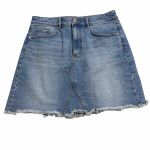 Denim Frayed Hem Women's Skirt